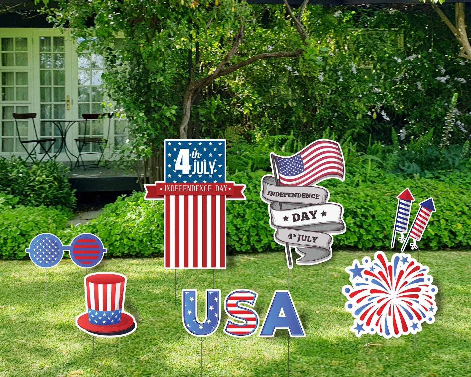 Independence Day Yard Decorations, 4th of July Yard Sign Cutouts