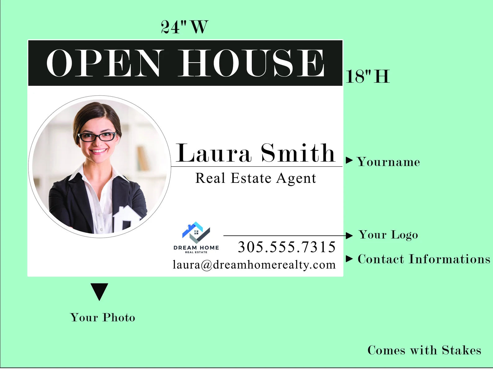 Customizable Real Estate Open House Sign