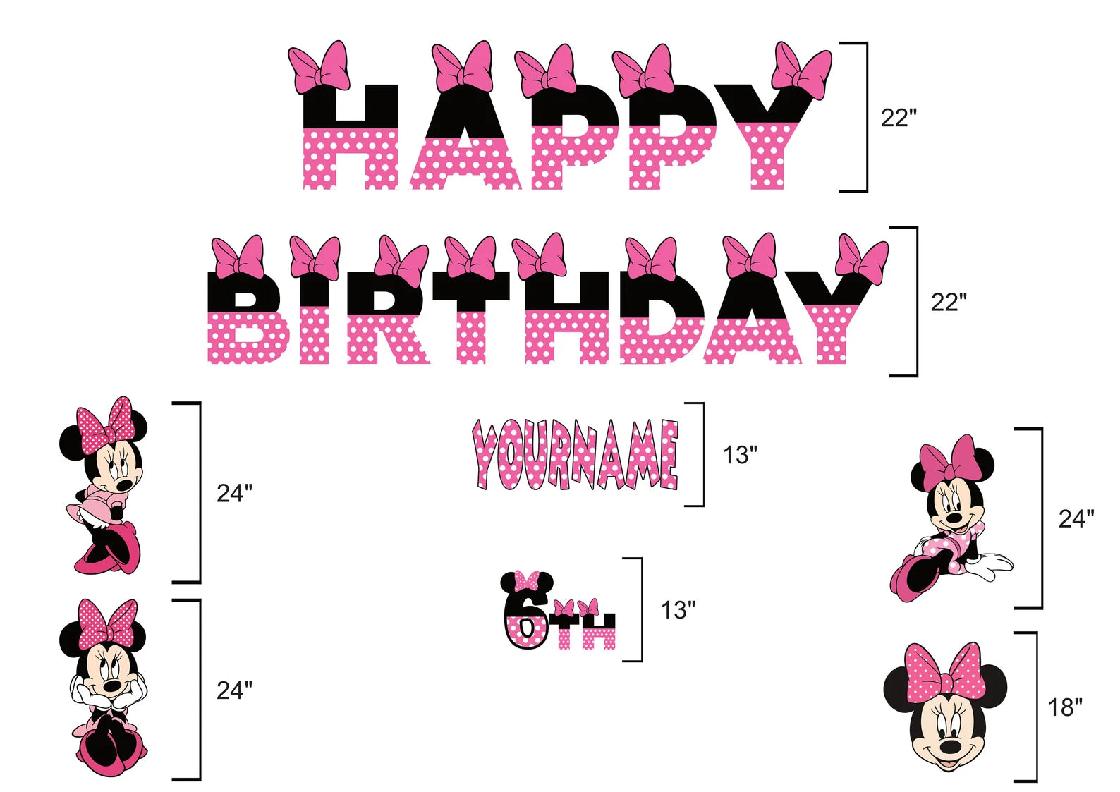 Personalized Minnie Mouse Happy Birthday Yard Sign