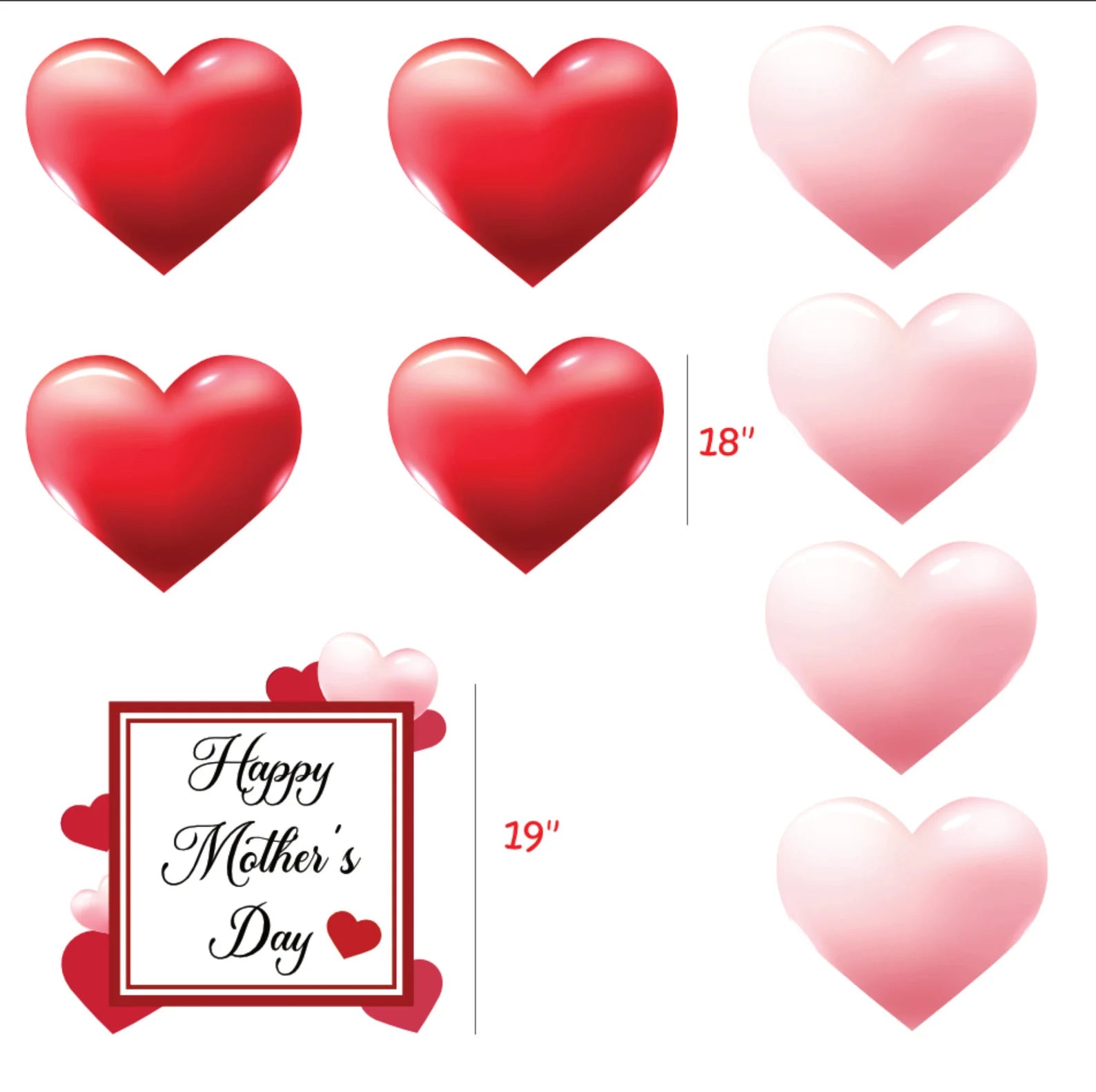 Love Yard Sign Hearts With Stakes - Happy Mother's Day