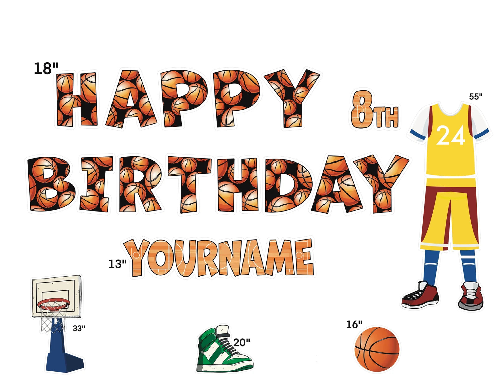 Basketball Happy Birthday Yard Decoration