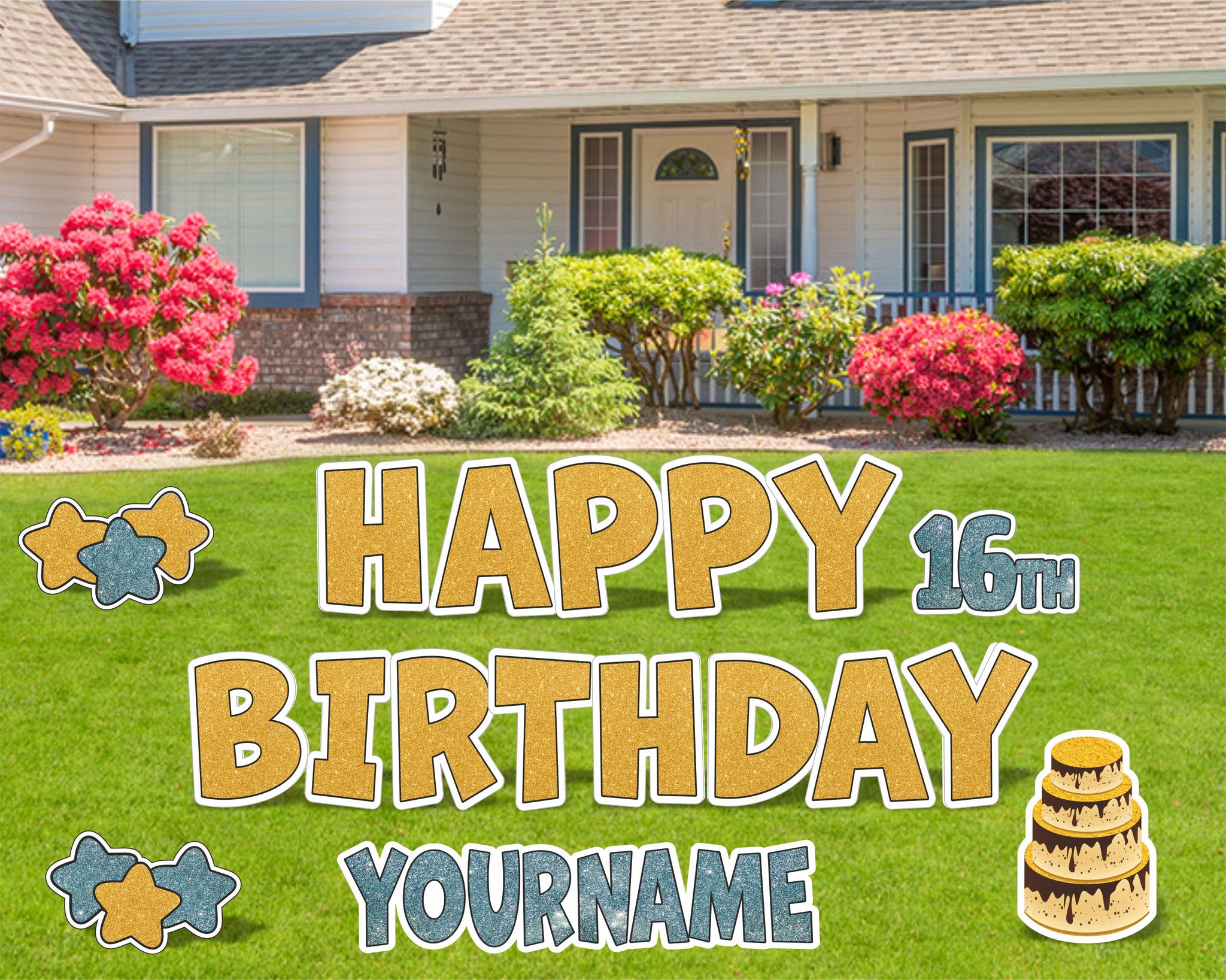 Glitter Happy Birthday Yard Sign