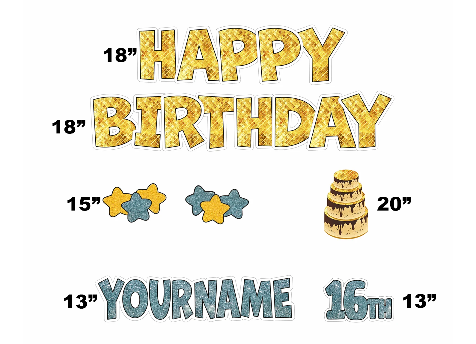 Gold Happy Birthday Yard Sign