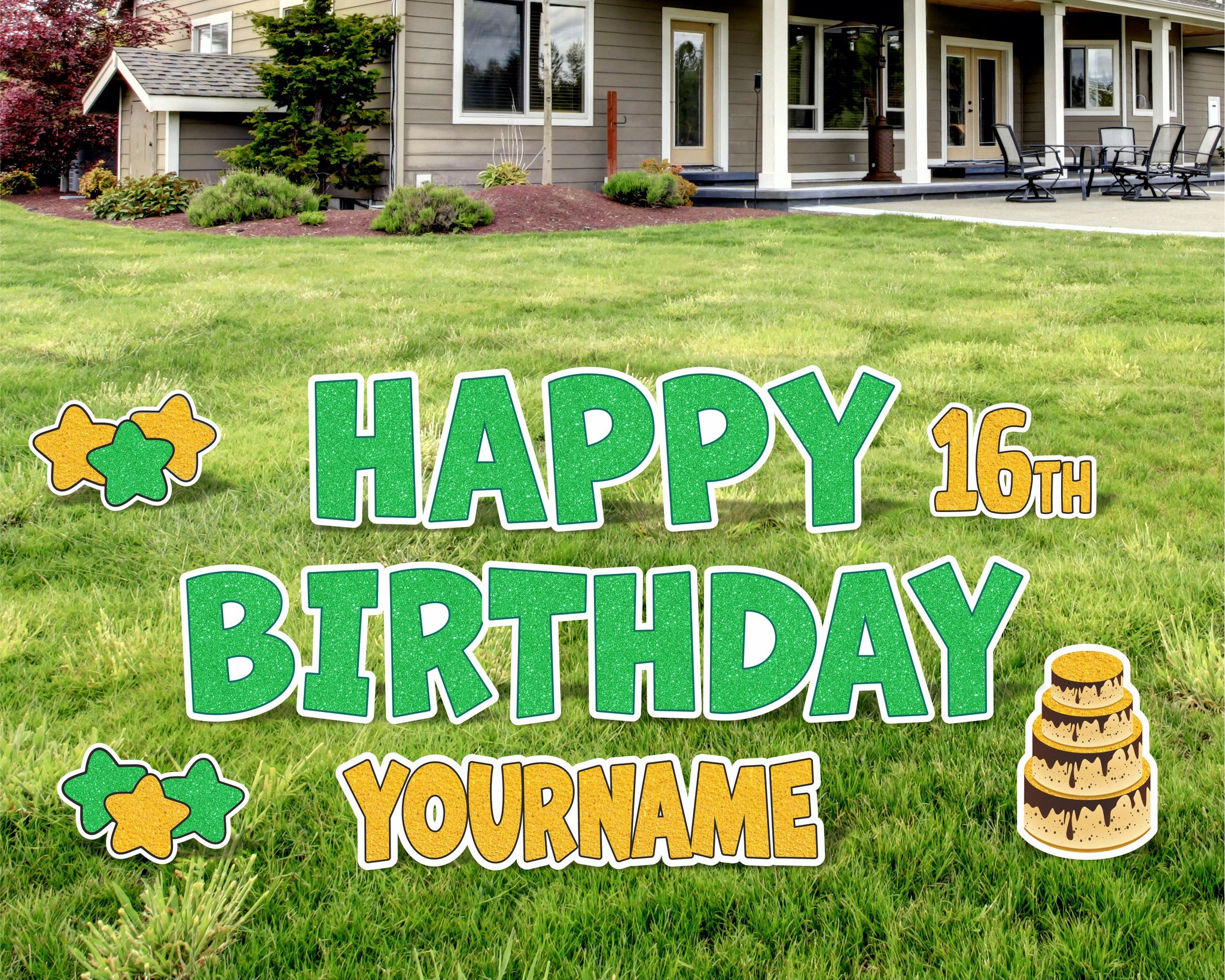 Glitter Happy Birthday Yard Sign