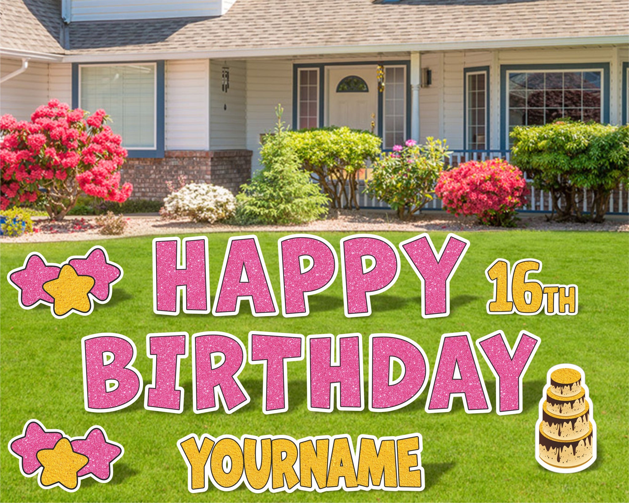 Glitter Happy Birthday Yard Sign