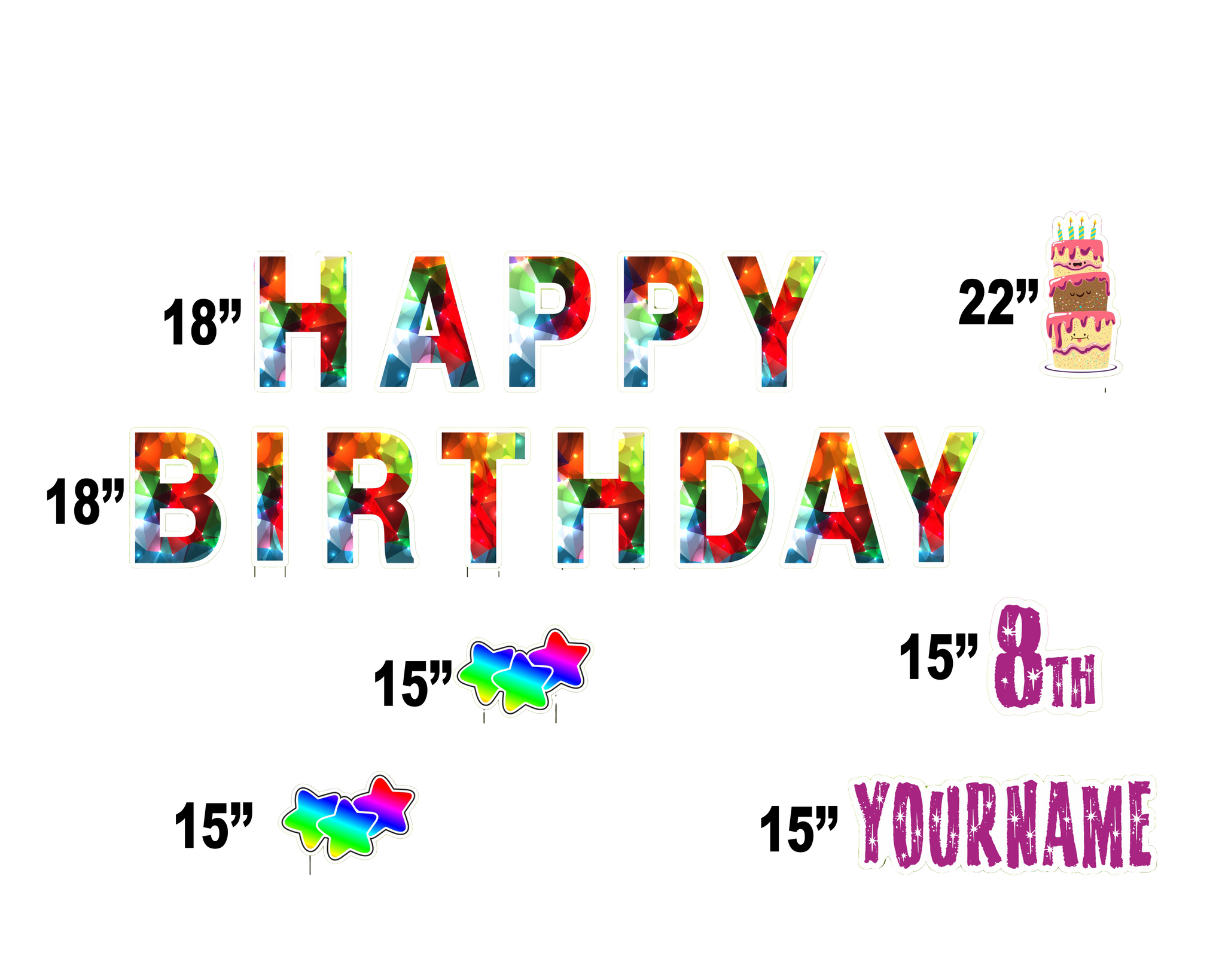 Happy Birthday Ornaments Yard Sign
