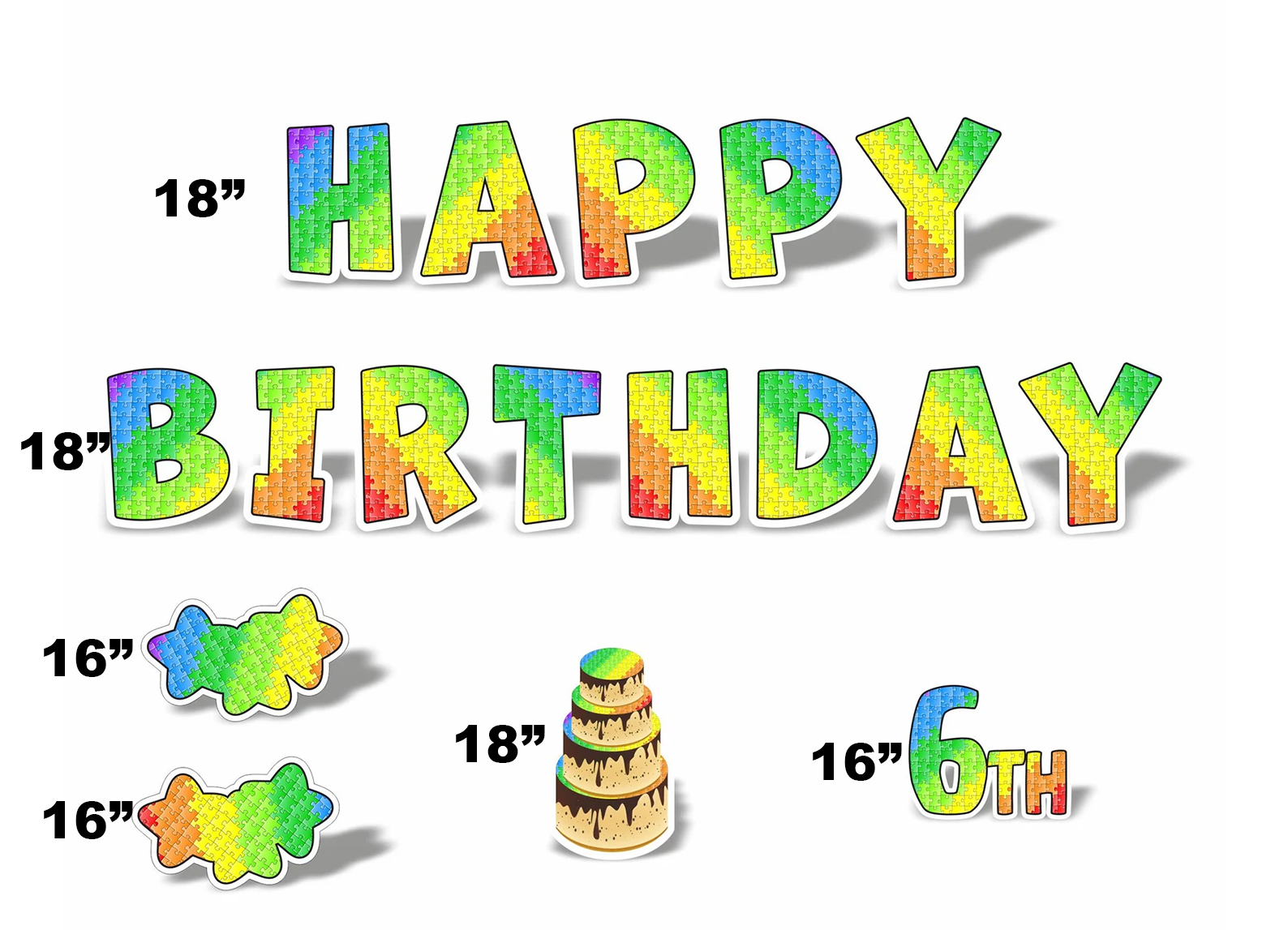 PUZZLE Happy Birthday Yard Sign
