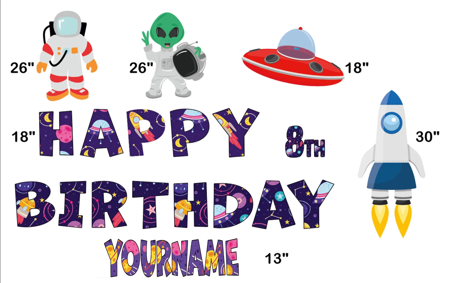 Space Happy Birthday Yard Sign