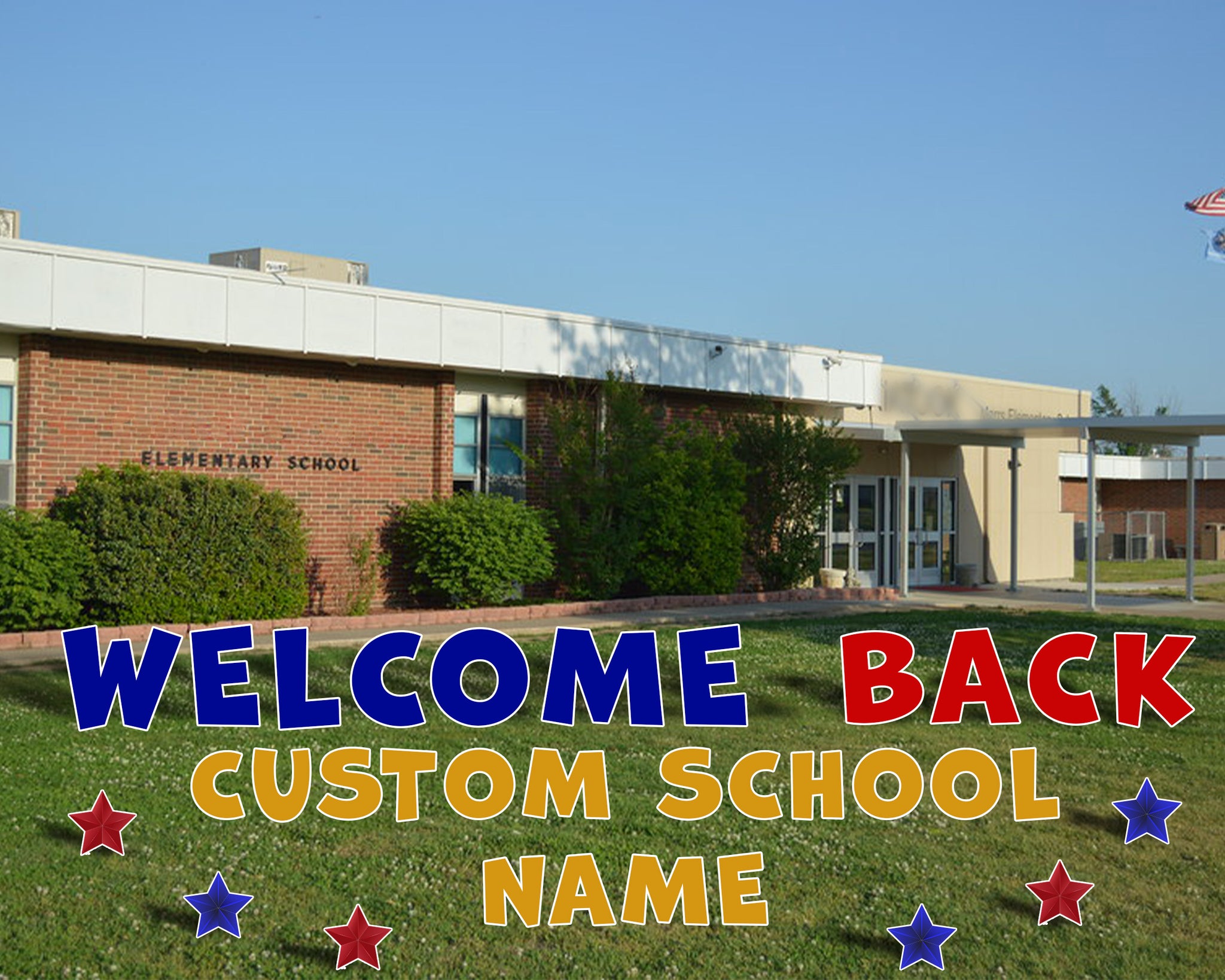 Welcome Back Blue Red Custom School Name
