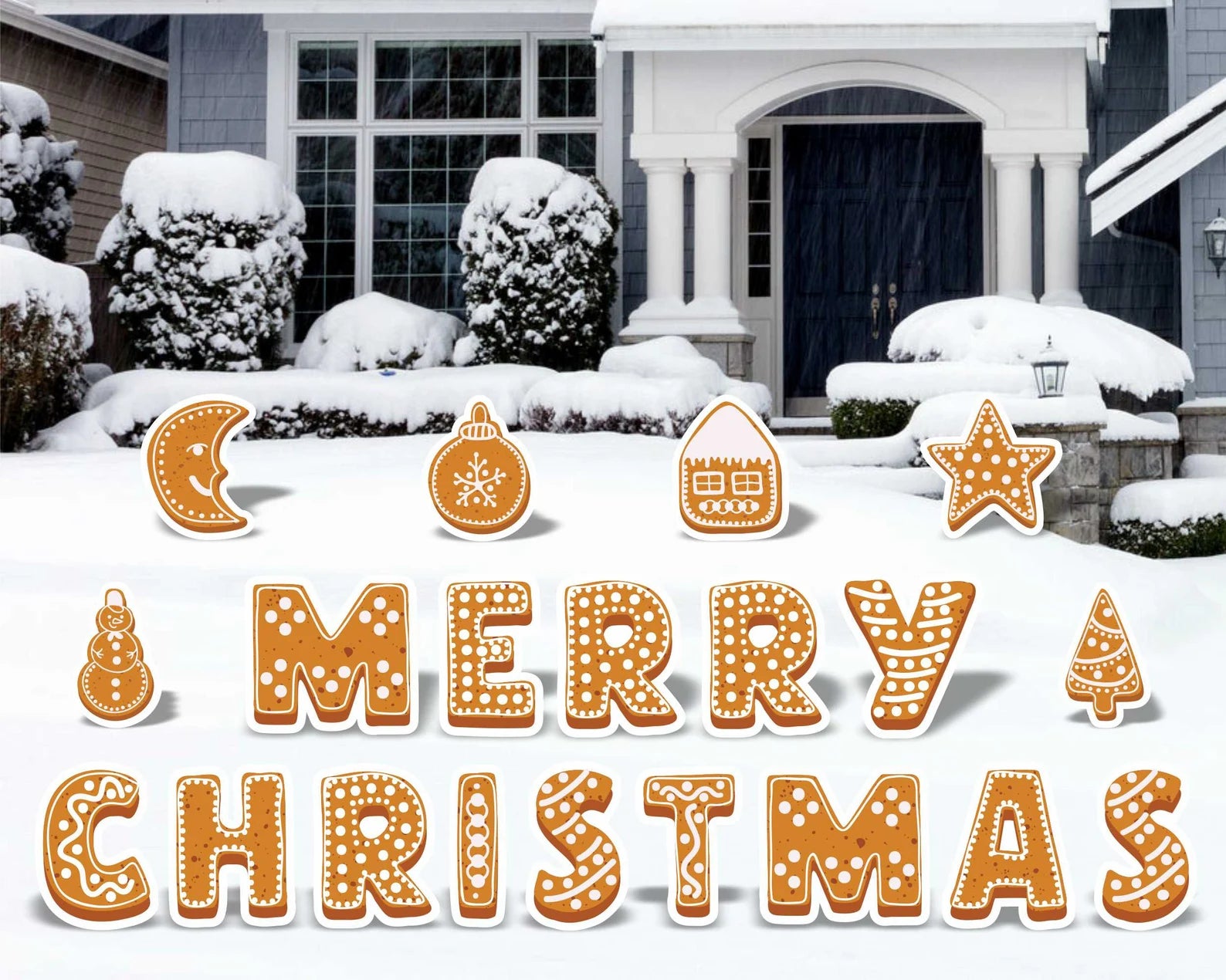 Gingerbread Letters Merry Christmas Lawn Signs