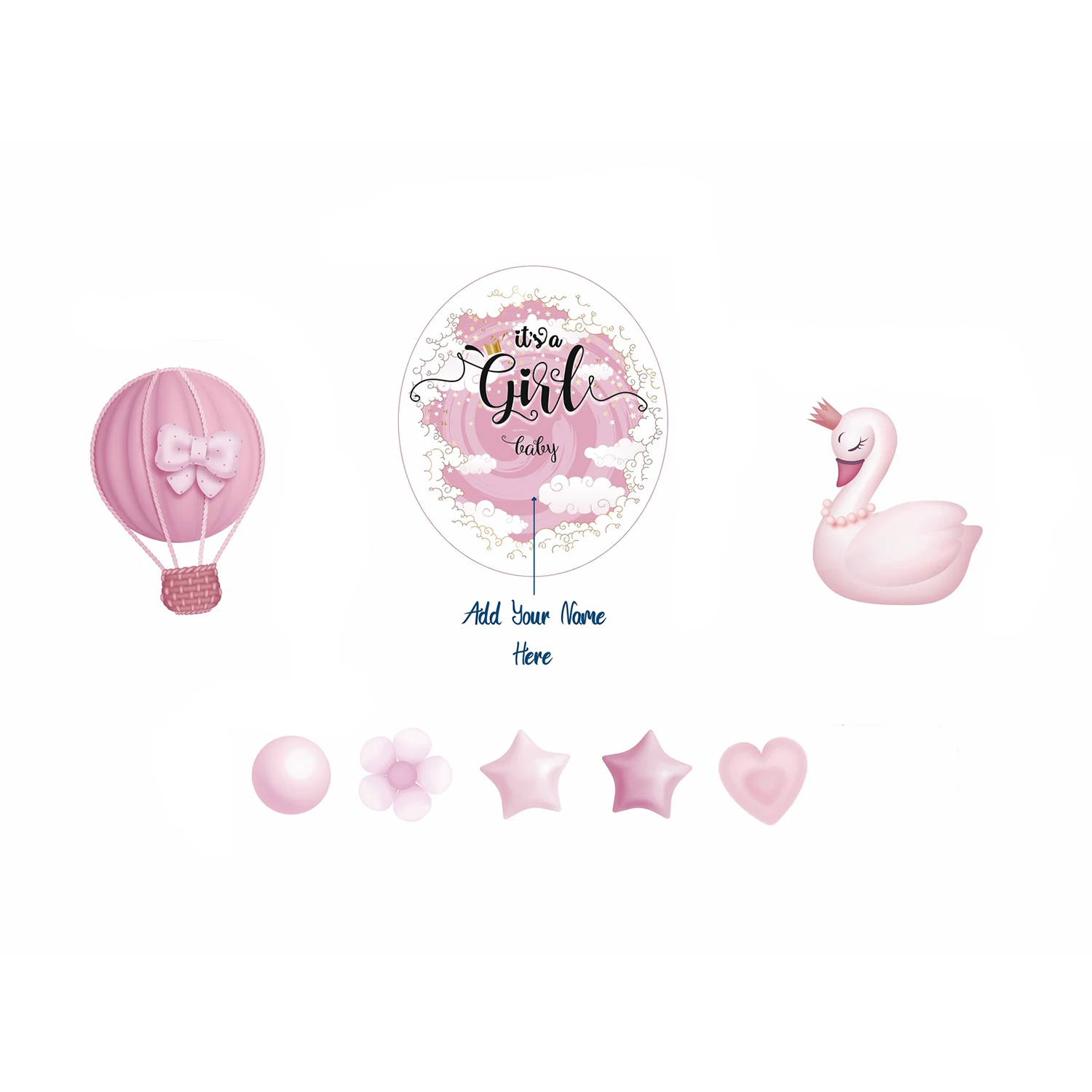 Baby Shower Yard Sign Balloon and Cute Swan