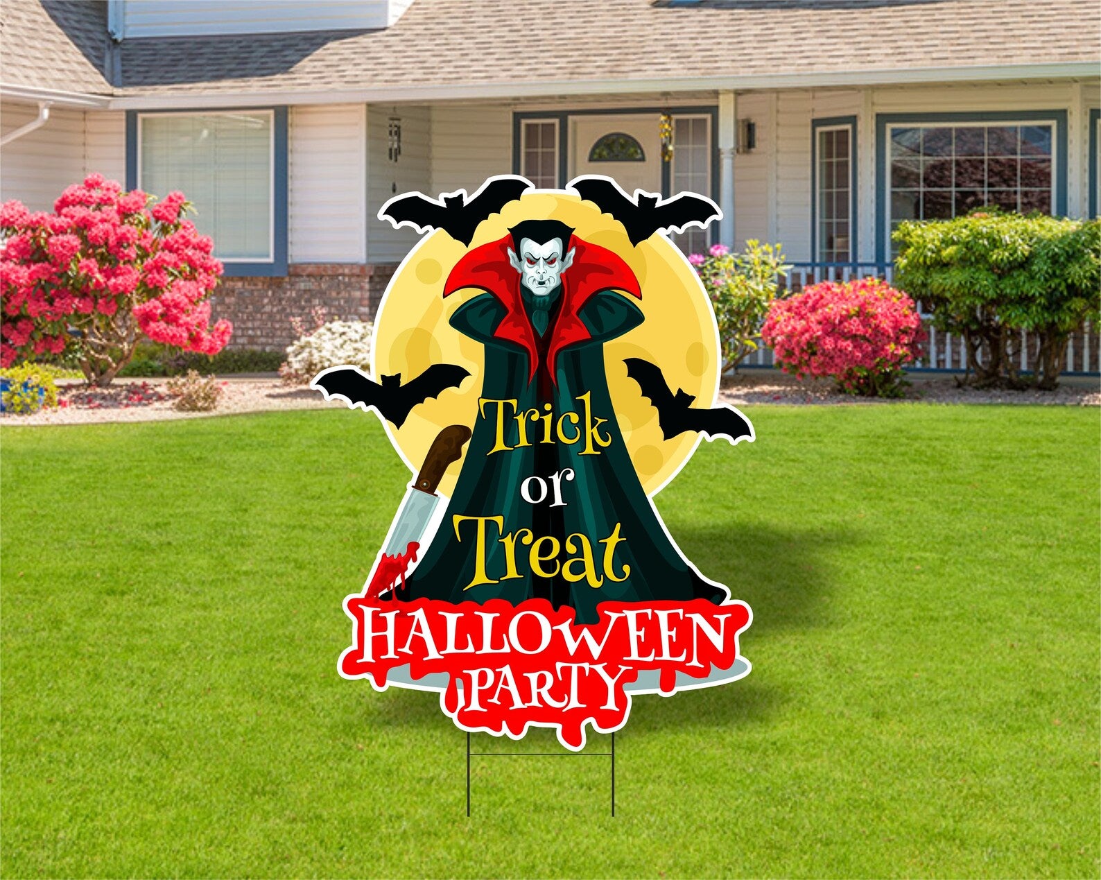 Trick or Treat Dracula Halloween Yard Sign
