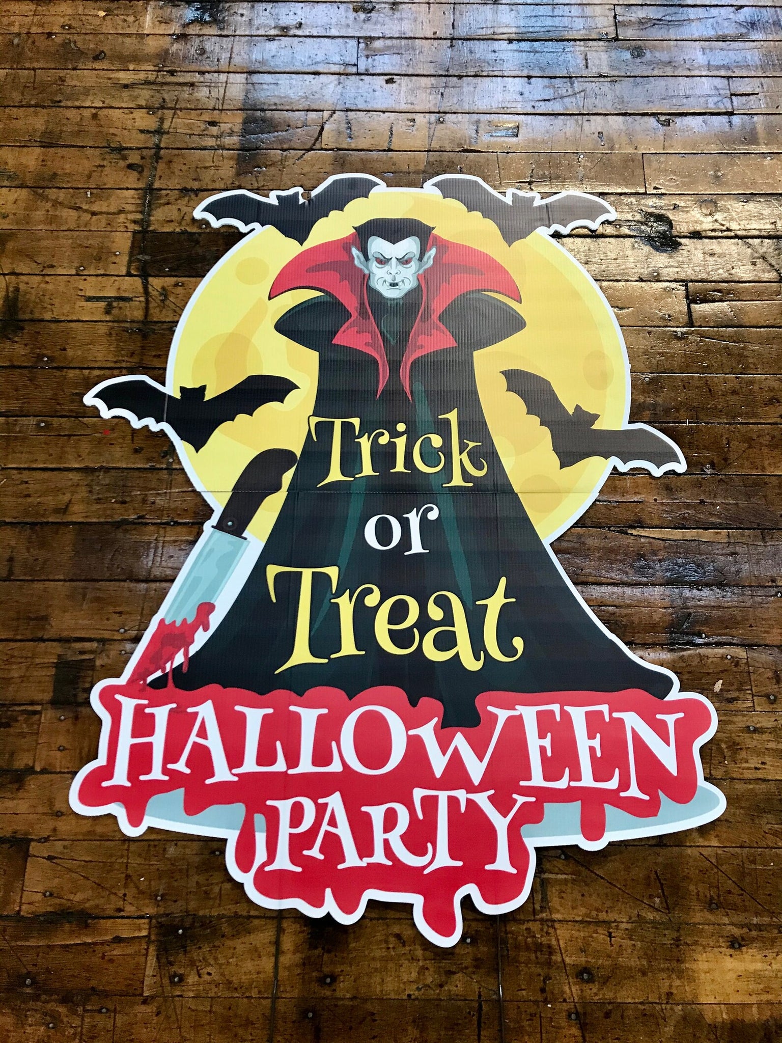 Trick or Treat Dracula Halloween Yard Sign