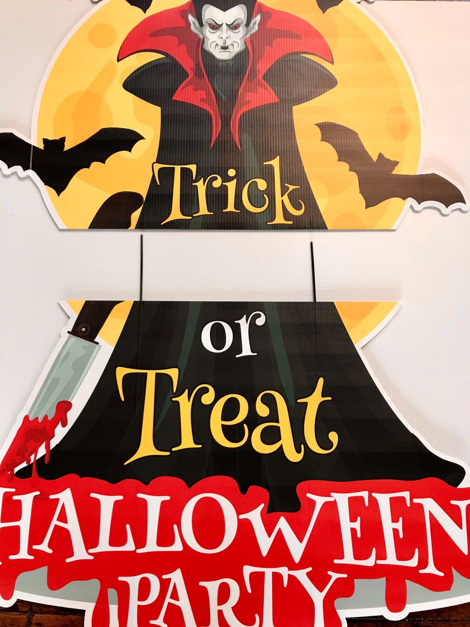 Trick or Treat Dracula Halloween Yard Sign