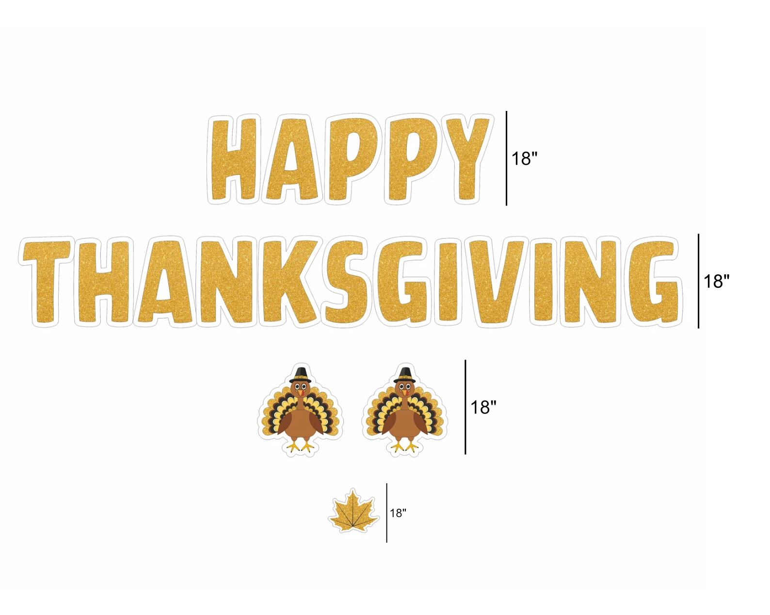Gold Happy Thanksgiving Yard Sign