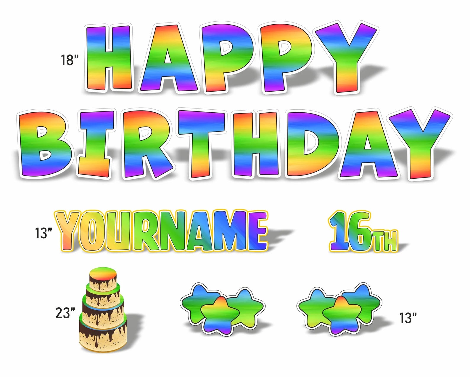 Rainbow Happy Birthday Yard Sign, Outdoor Lawn Decorations