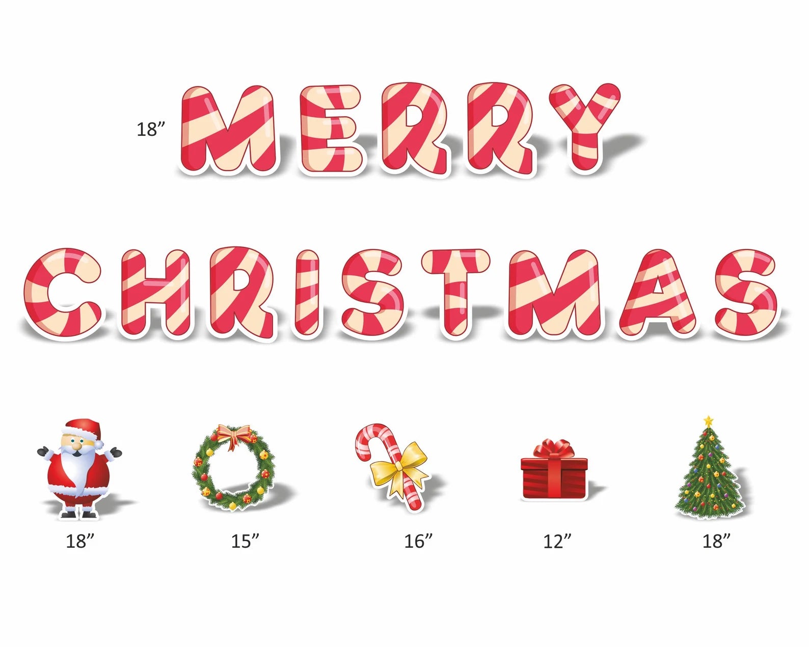 Candy Cane Merry Christmas Lawn Signs