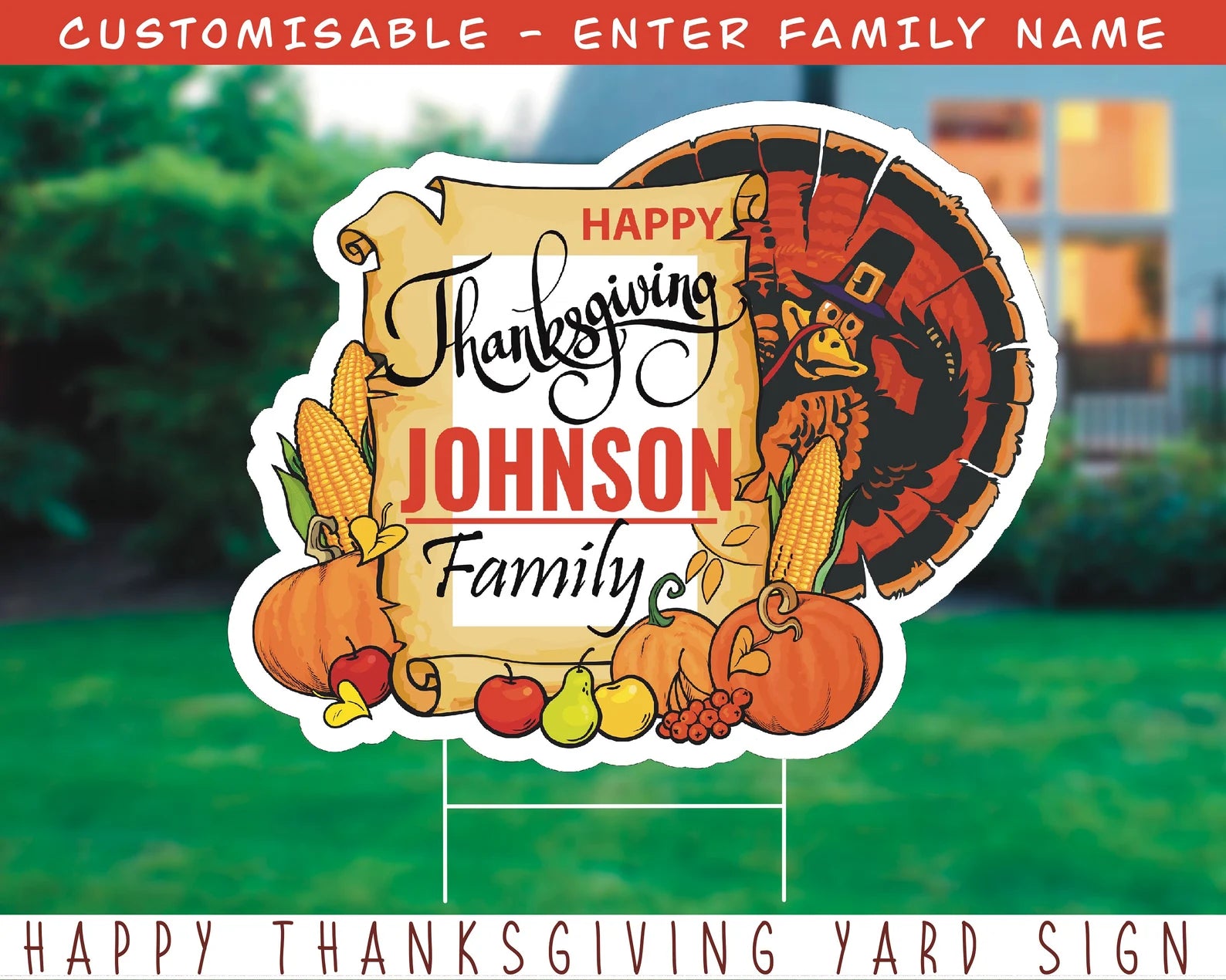 Custom Happy Thanksgiving Yard Sign
