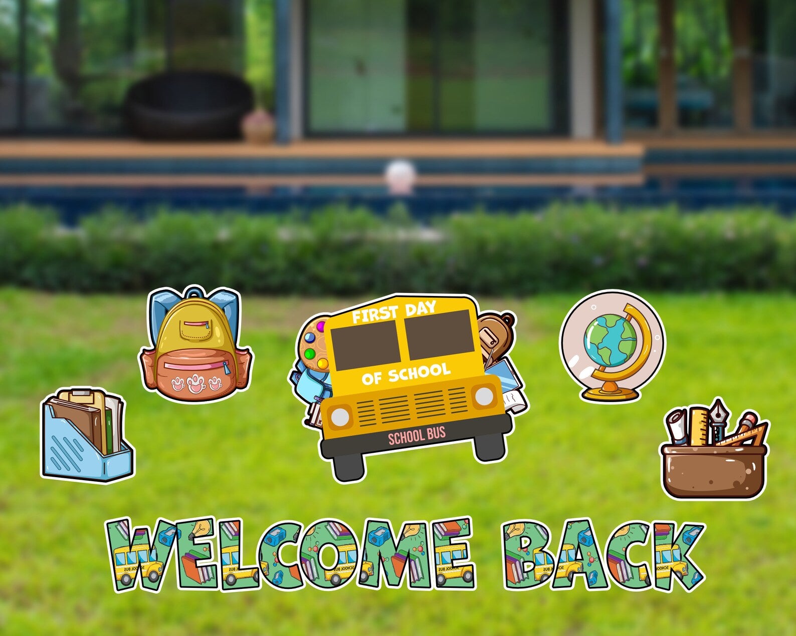 Welcome Back School Stuff with Bus