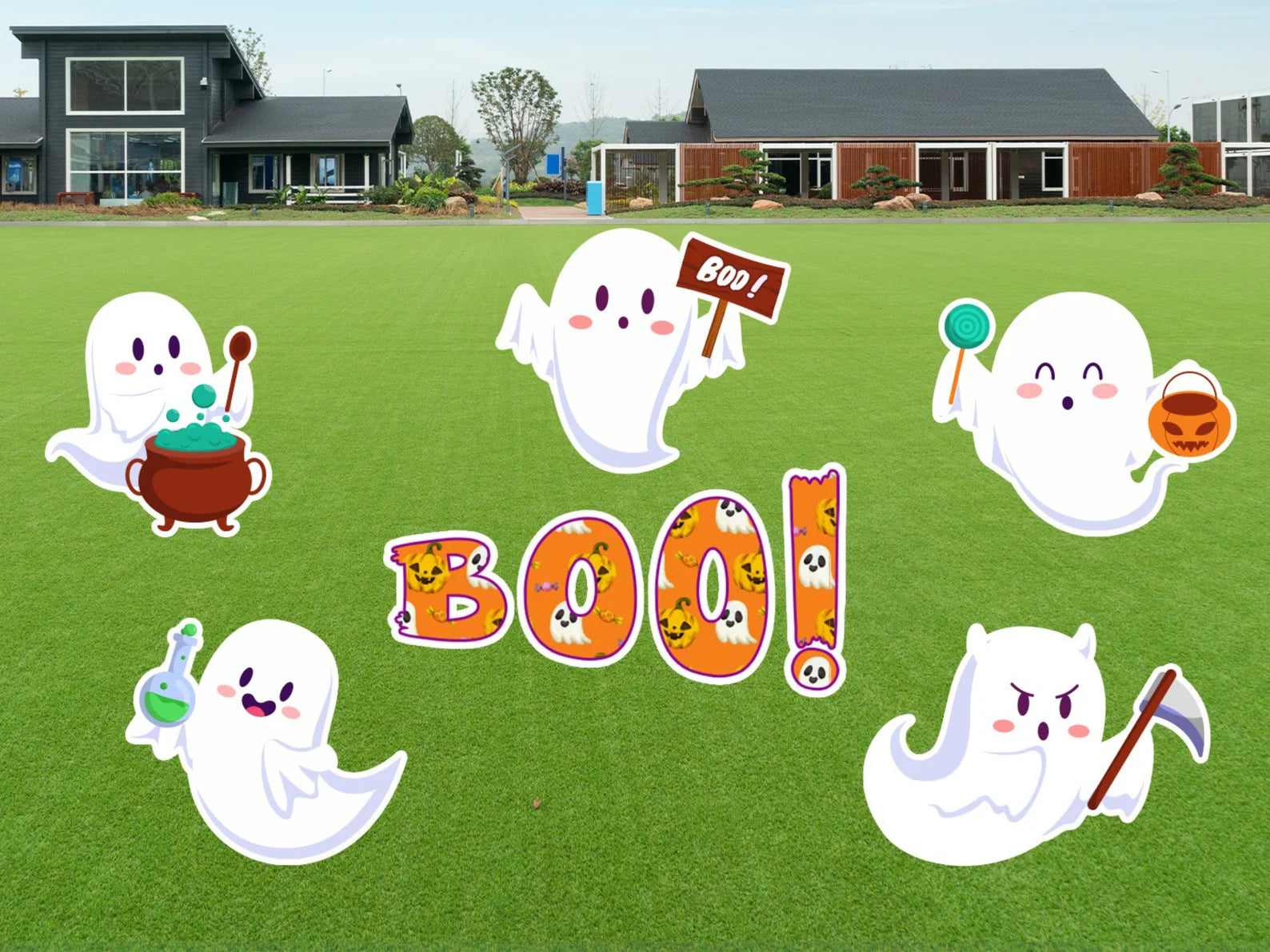 Cute Ghosts Halloween " BOO " Yard Sign