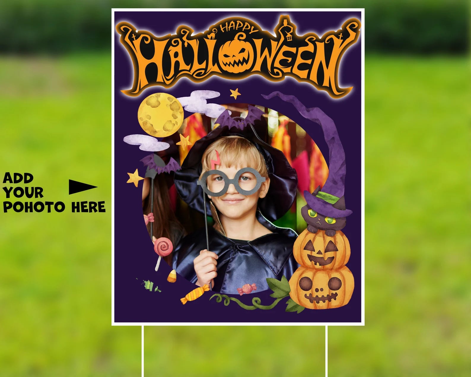 Halloween Custom Yard Sign Frame For Your Photo