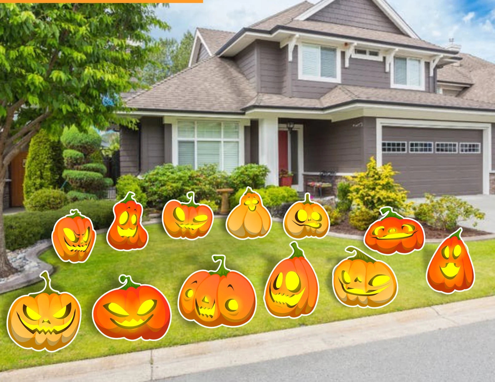 Halloween Pumpkin Yard Sign Set