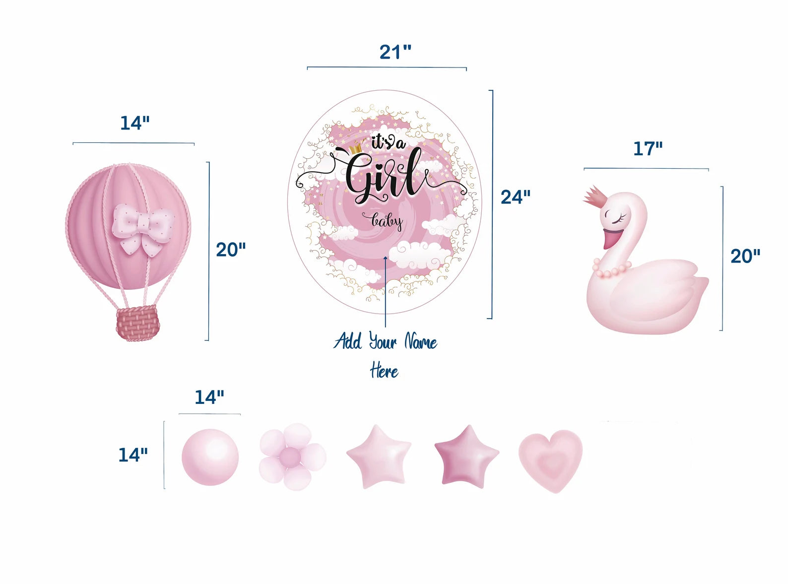Baby Shower Yard Sign Balloon and Cute Swan