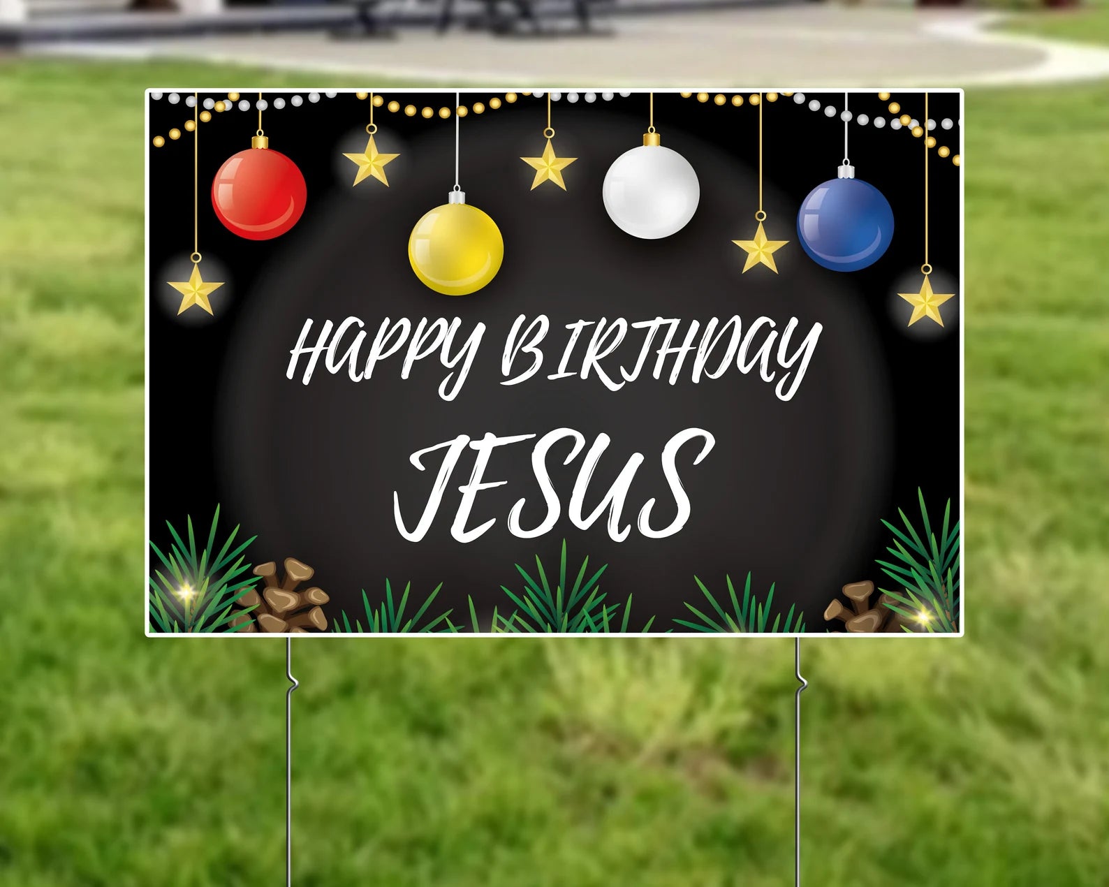 Happy Birthday Jesus Yard Sign, Christmas Lawn Sign