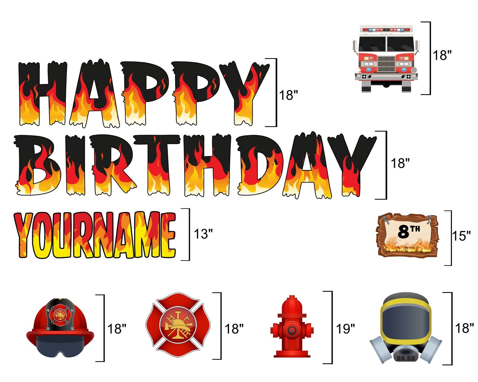 Personalized Happy Birthday Fireman Yard Sign
