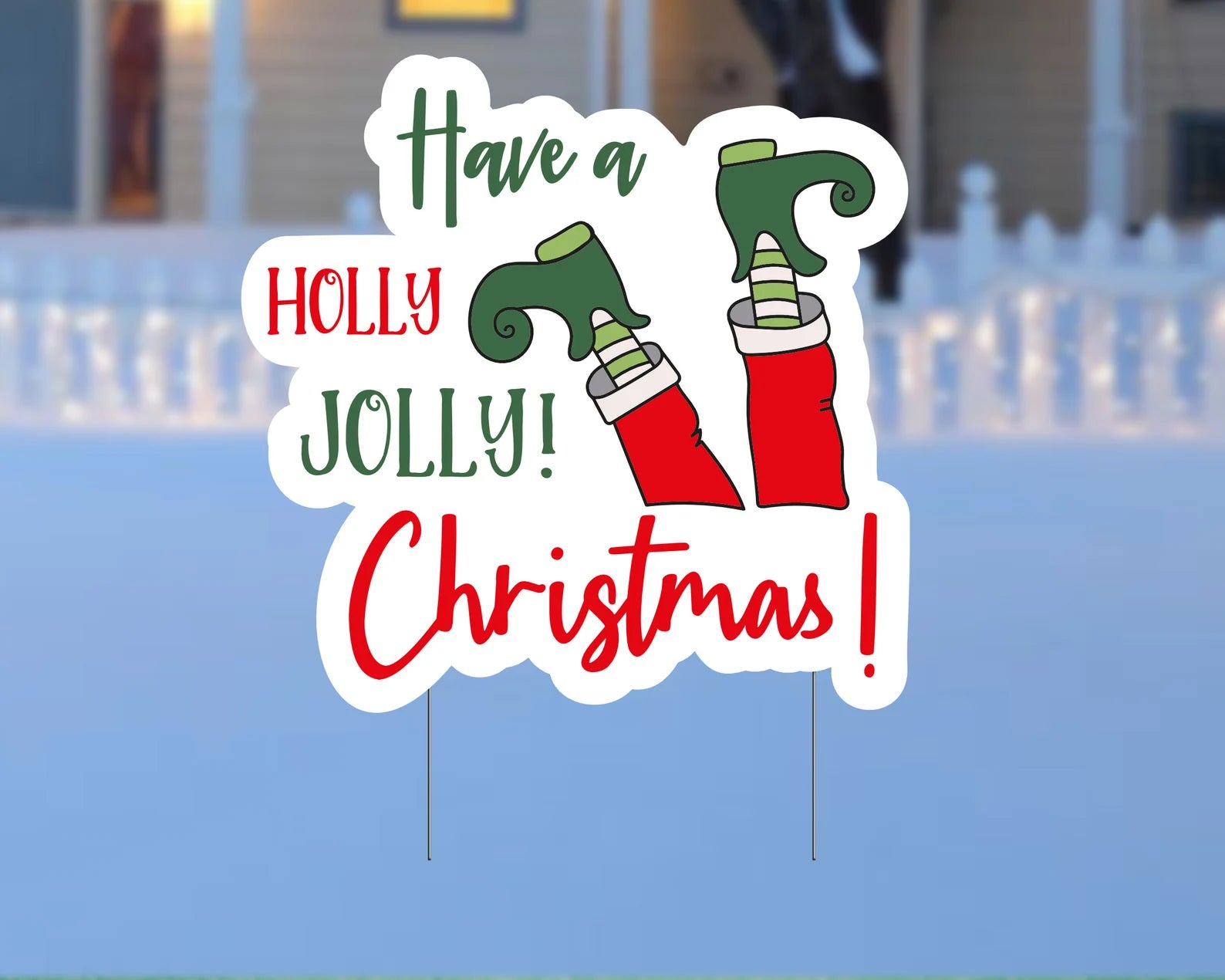 Merry Christmas Elf Yard Signs