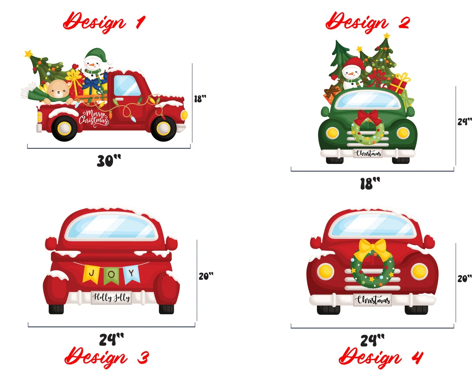 Christmas Decorated Truck Lawn Sign