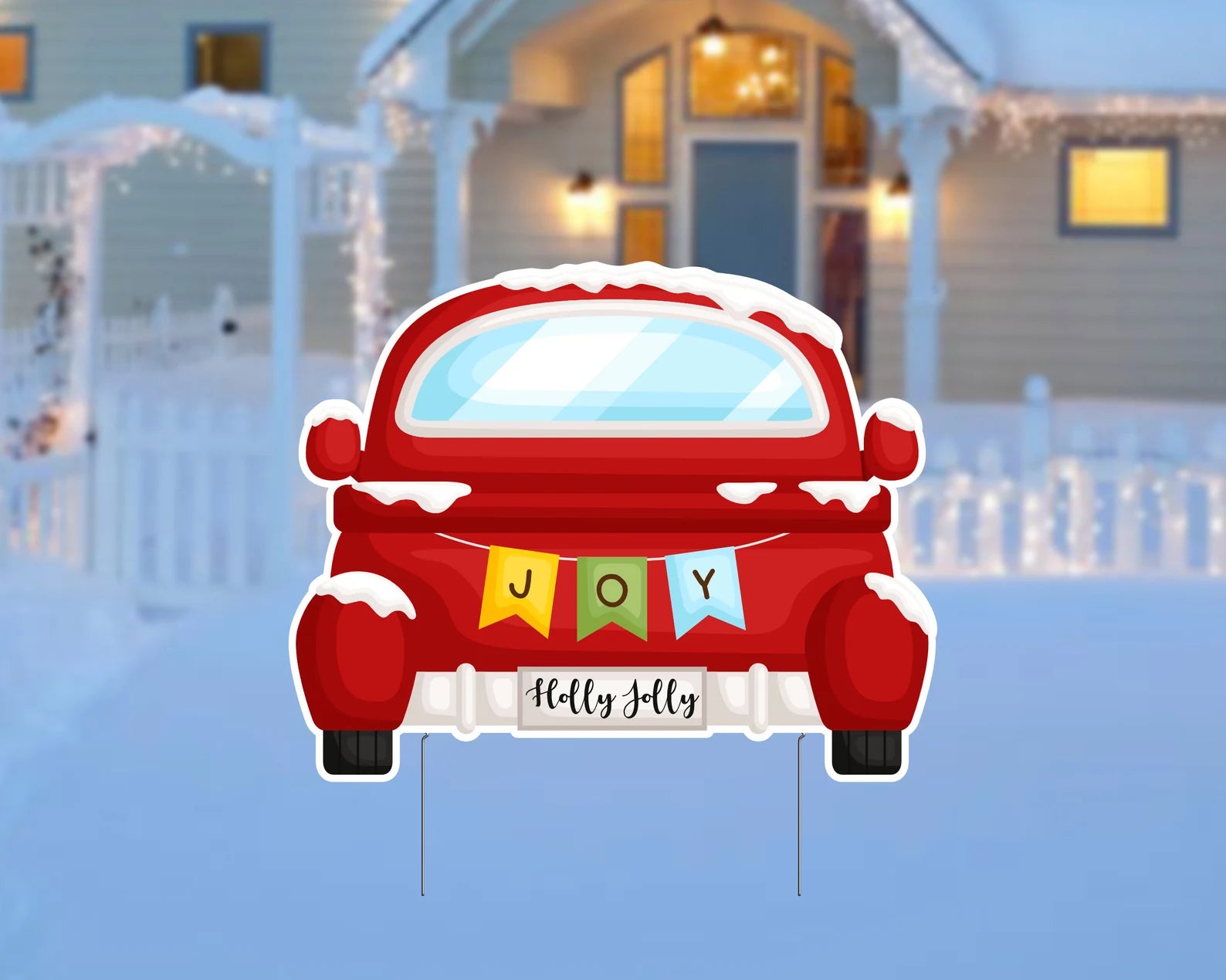 Christmas Decorated Truck Lawn Sign