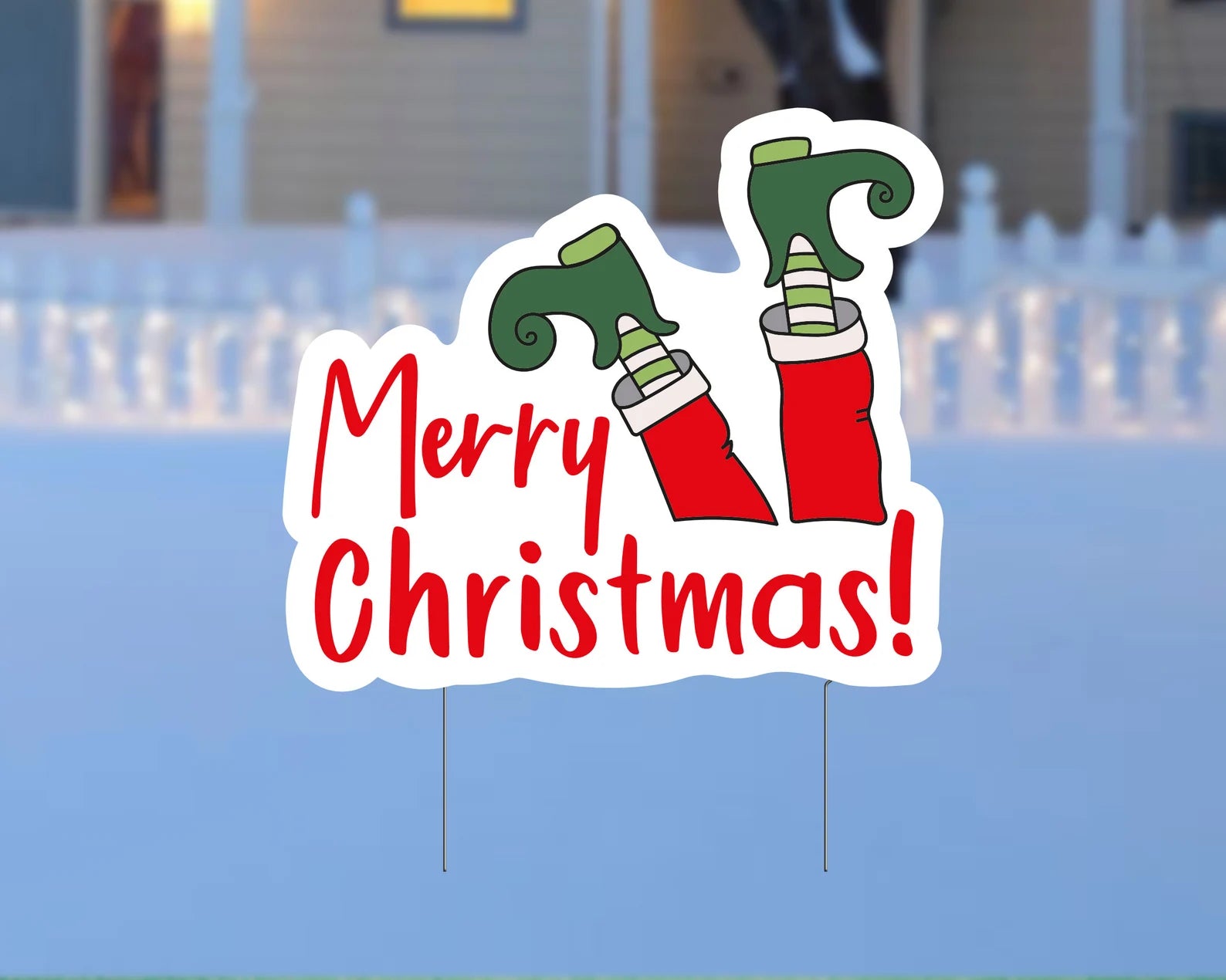 Merry Christmas Elf Yard Signs