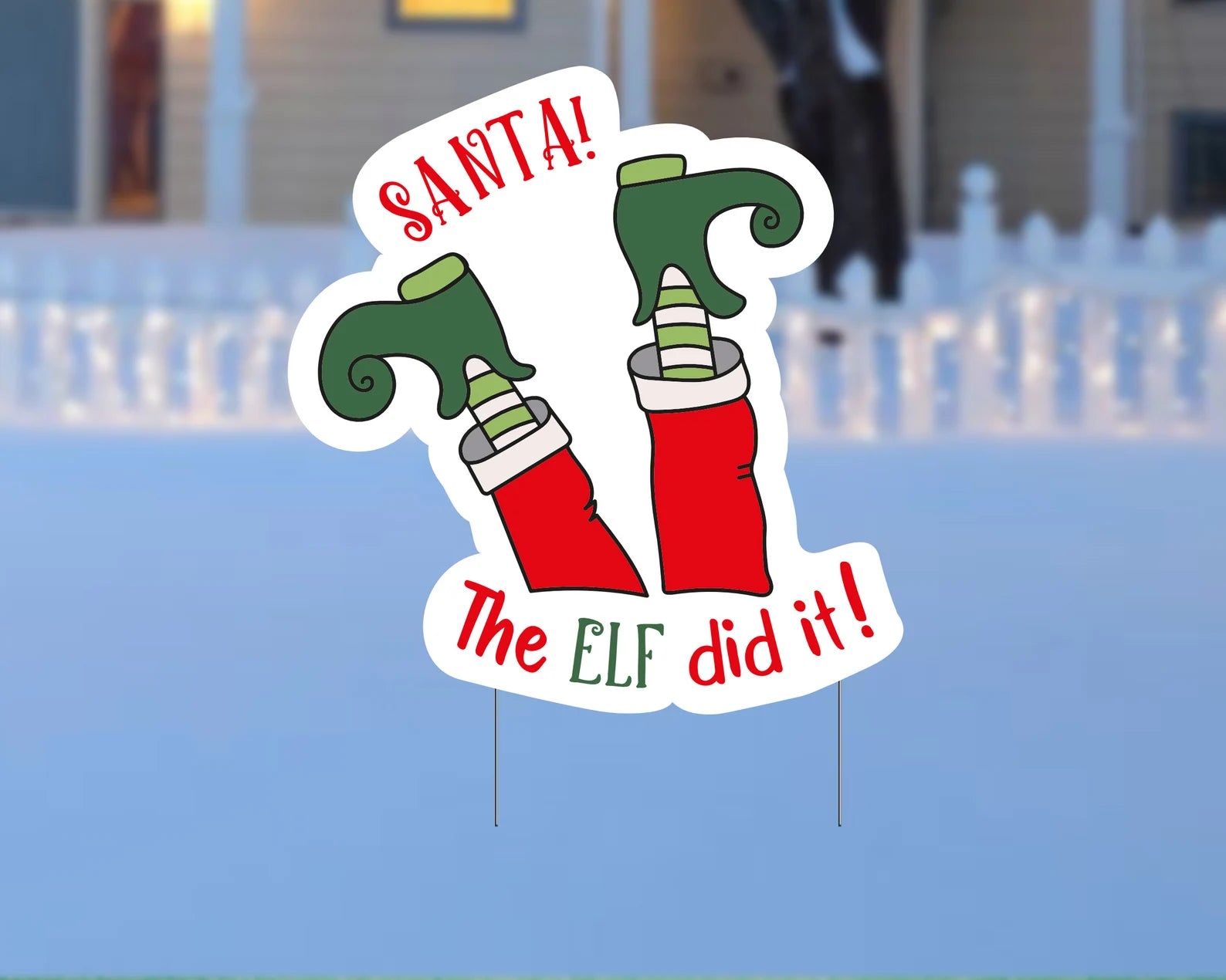 Merry Christmas Elf Yard Signs