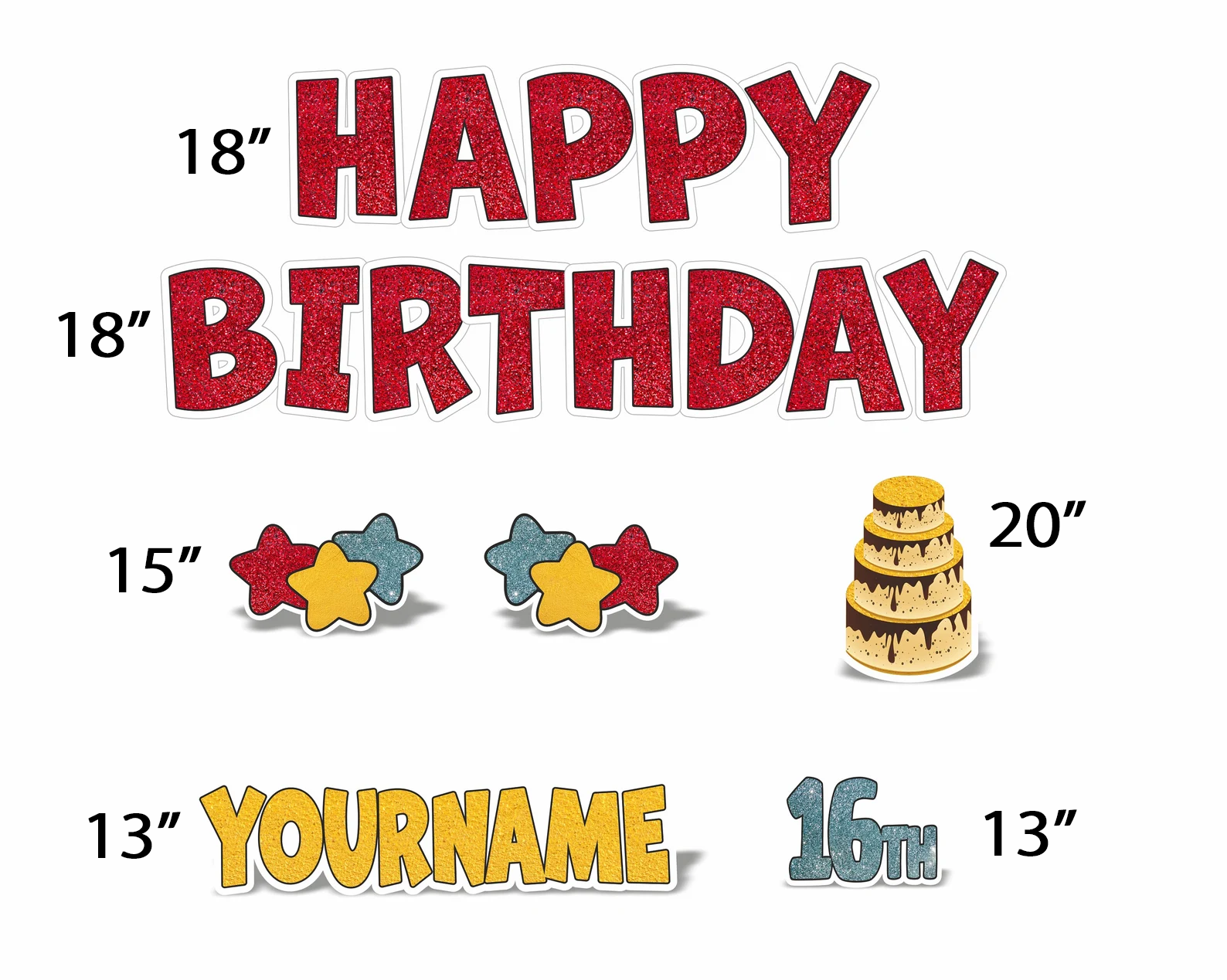Glitter Happy Birthday Yard Sign