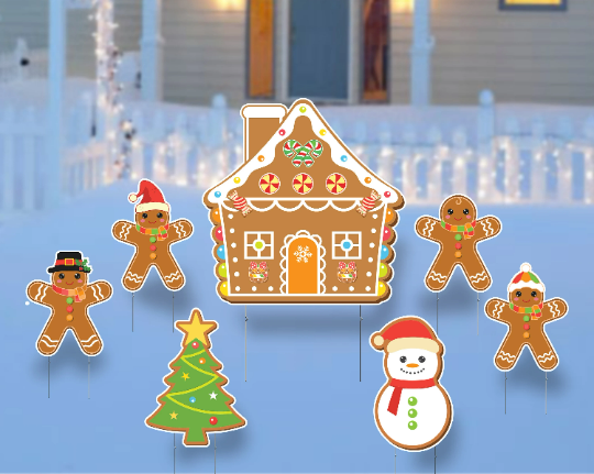 Gingerbread House Holiday Yard Sign for Christmas
