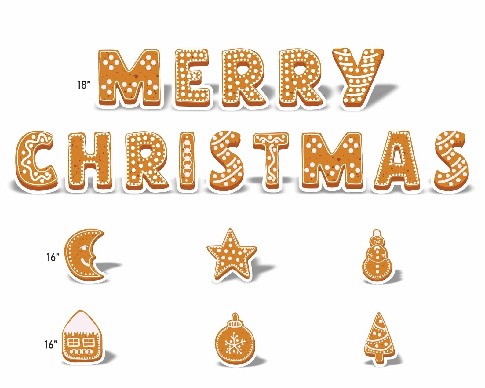 Gingerbread Letters Merry Christmas Lawn Signs