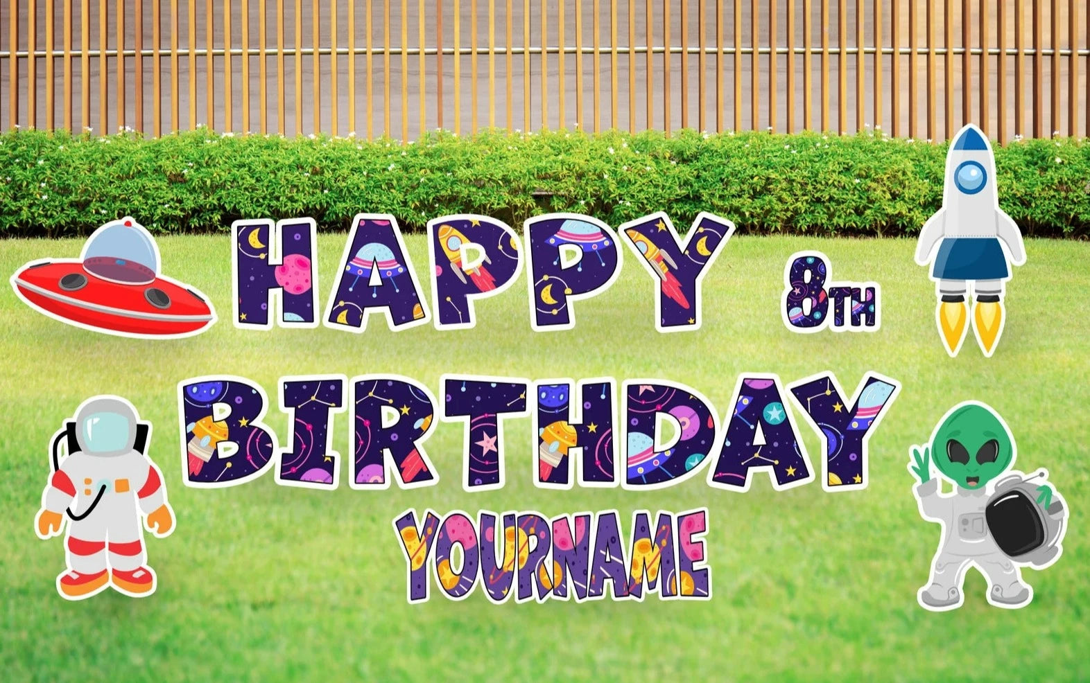 Space Happy Birthday Yard Sign