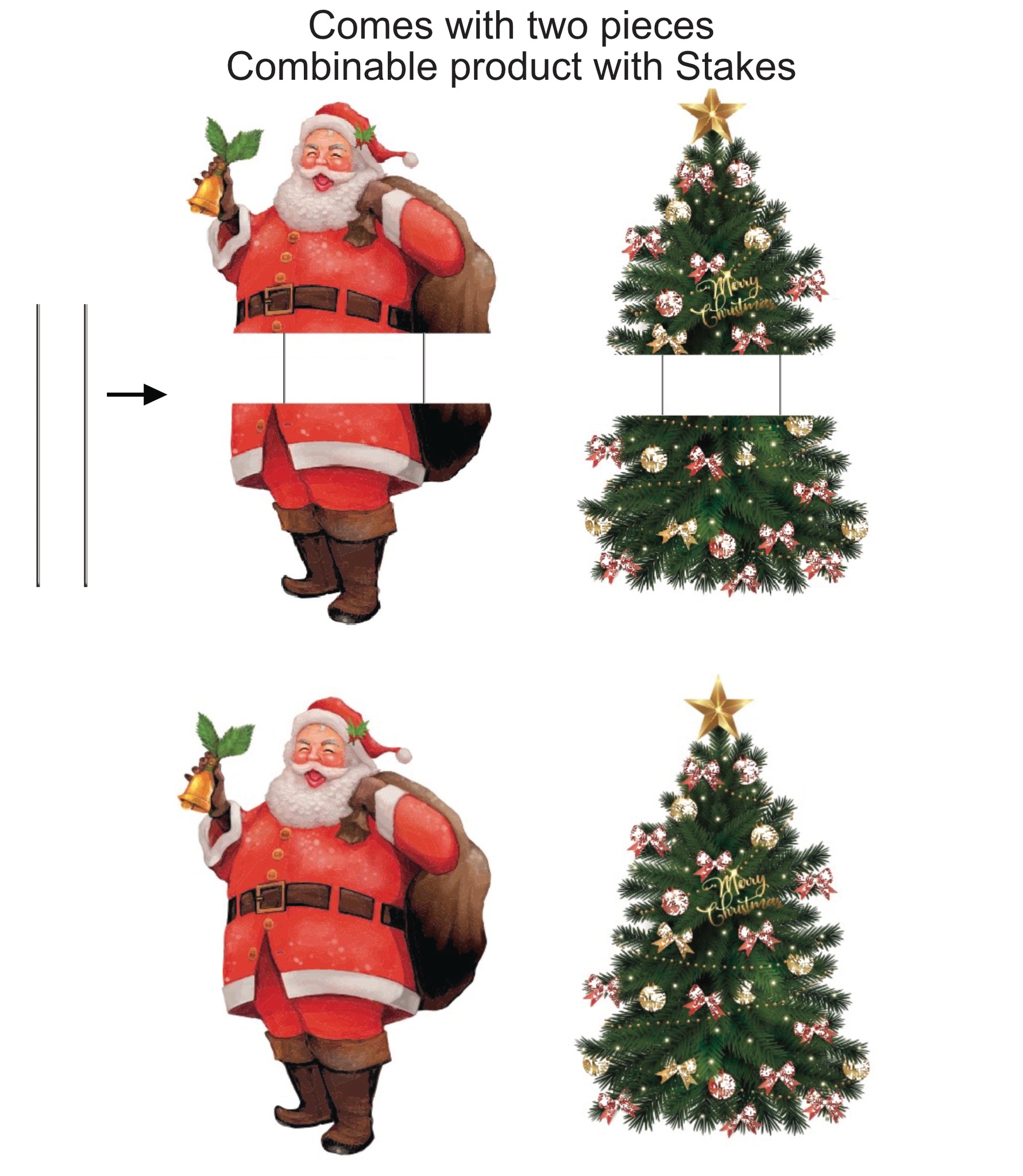 Merry Christmas Santa, Snowman and Christmas Tree Lawn Signs