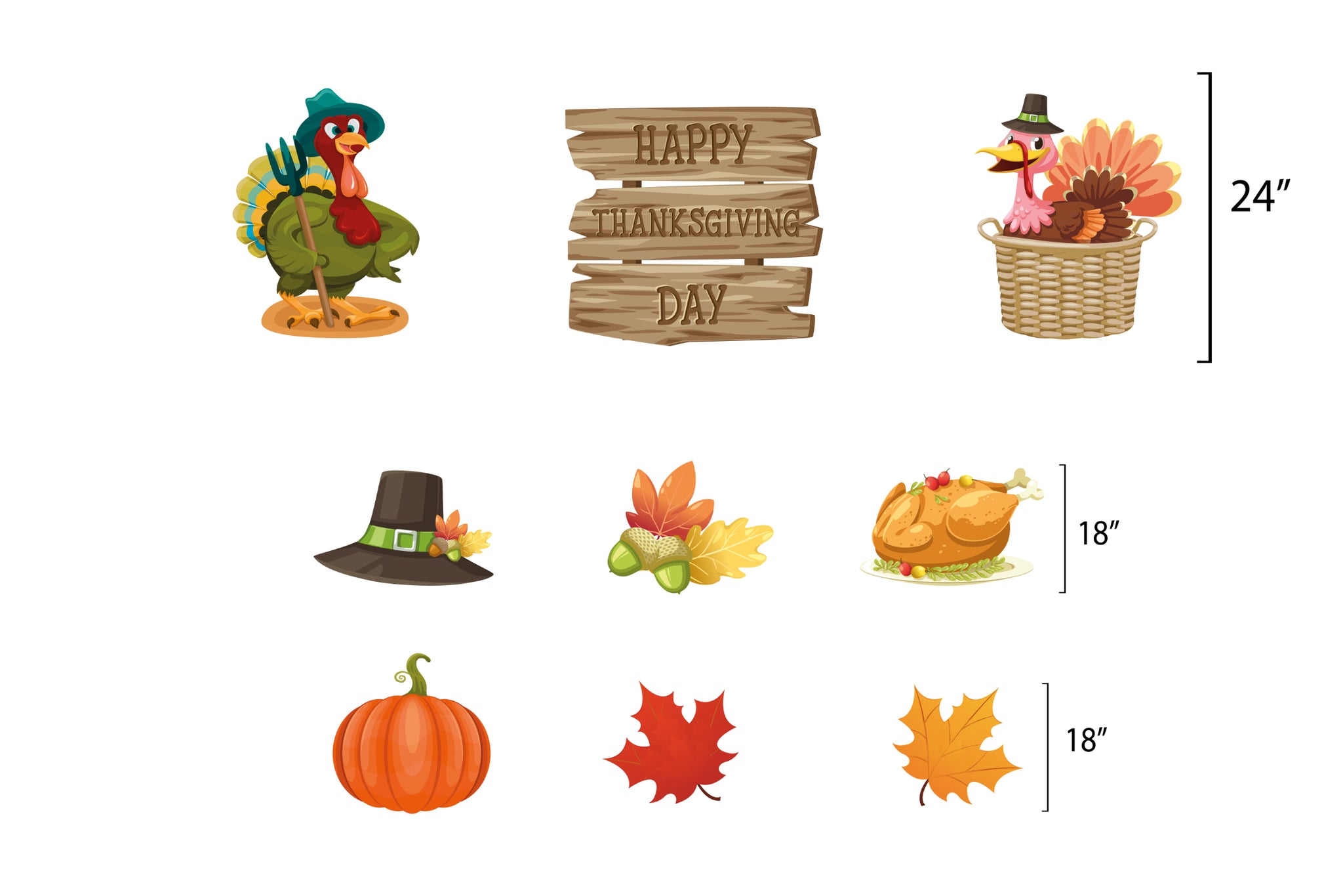 Happy Thanksgiving Yard Sign with Turkey and Pumpkin